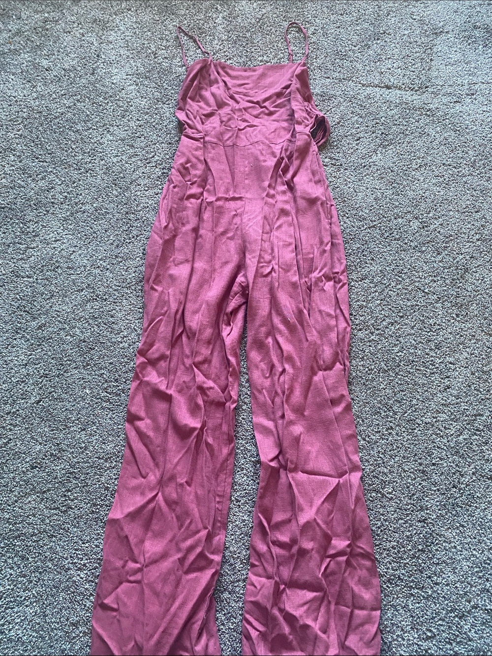 Rose-Pink Spaghetti Strap Wide-Leg Jumpsuit